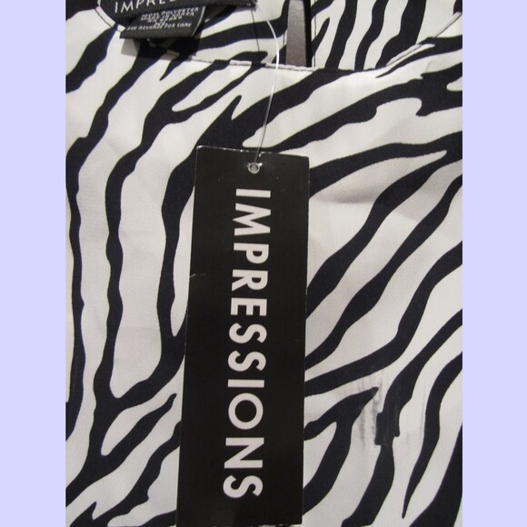 IMPRESSIONS NEW Light Academia Zebra Short Sleeve Career Blouse XL - Picture 5 of 11